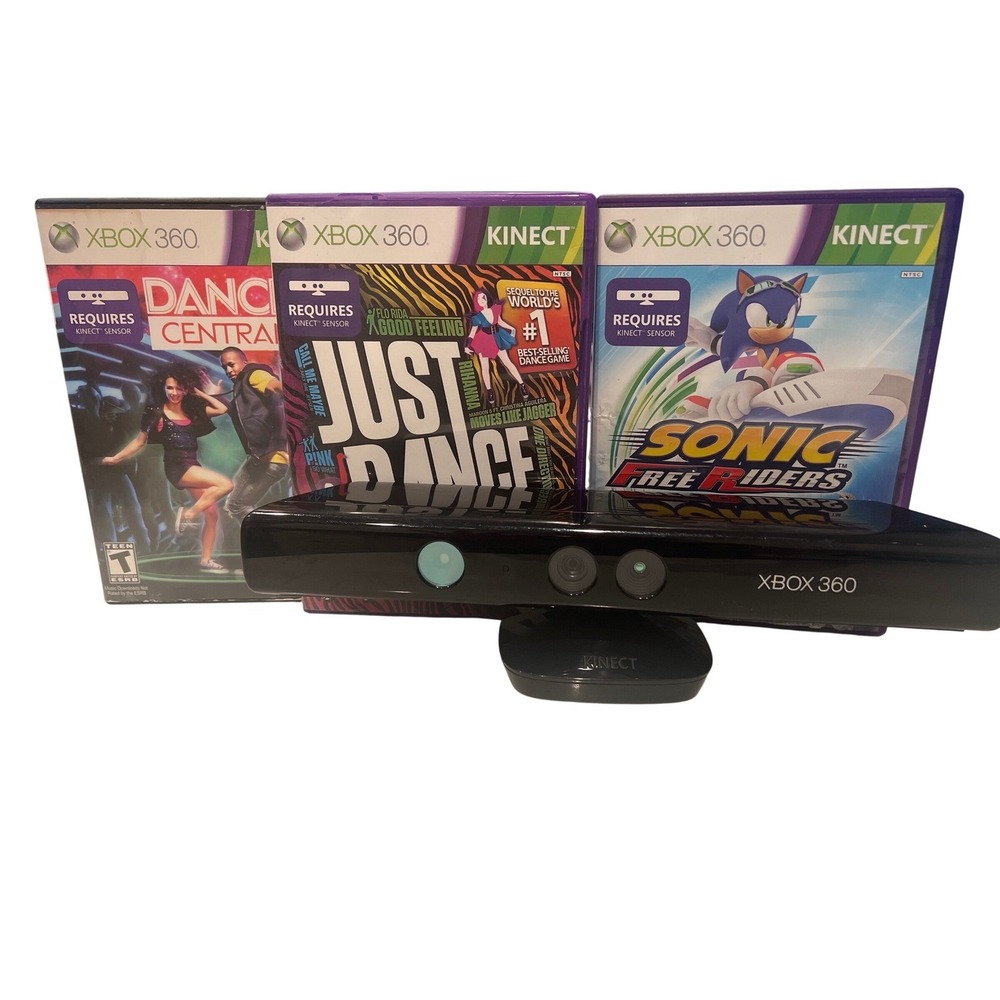 Xbox 360 Kinect  Bundle 3 Games‎ Dance Central Just Dance Sonic Working